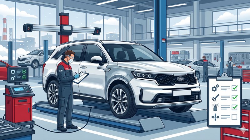 Иллюстрация процесса контроля качества кузовного ремонта автомобиля Kia после дорожно-транспортного происшествия